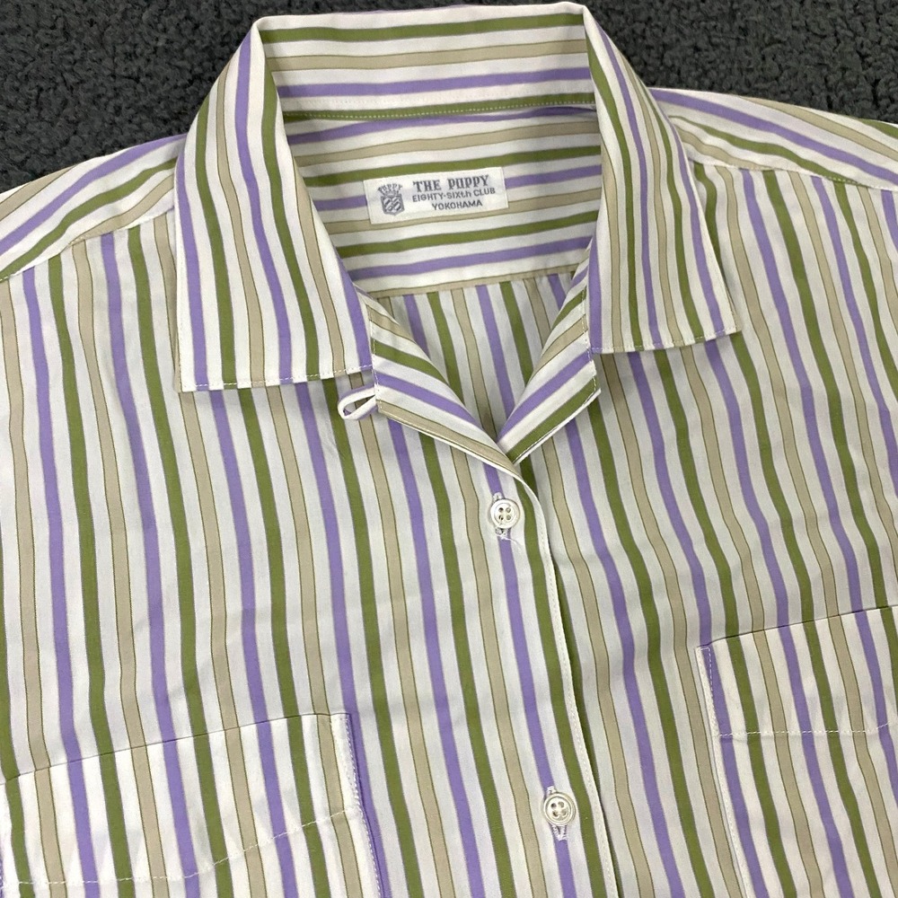 The Poppy Shirt FITS Mens Medium Loop Camp Collar Stripe Eighty Sixth Club Japan